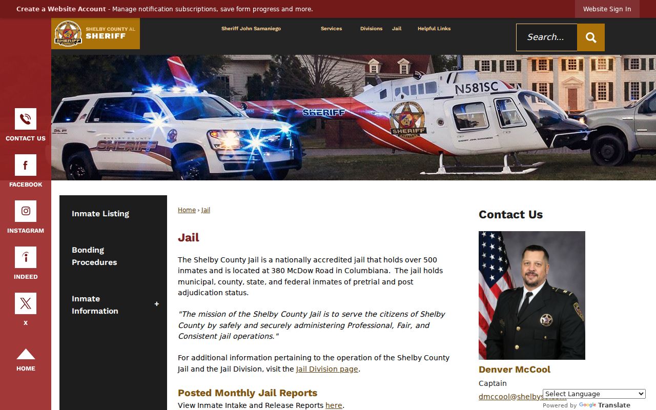 Shelby County arrest booking and Corrections Division information
