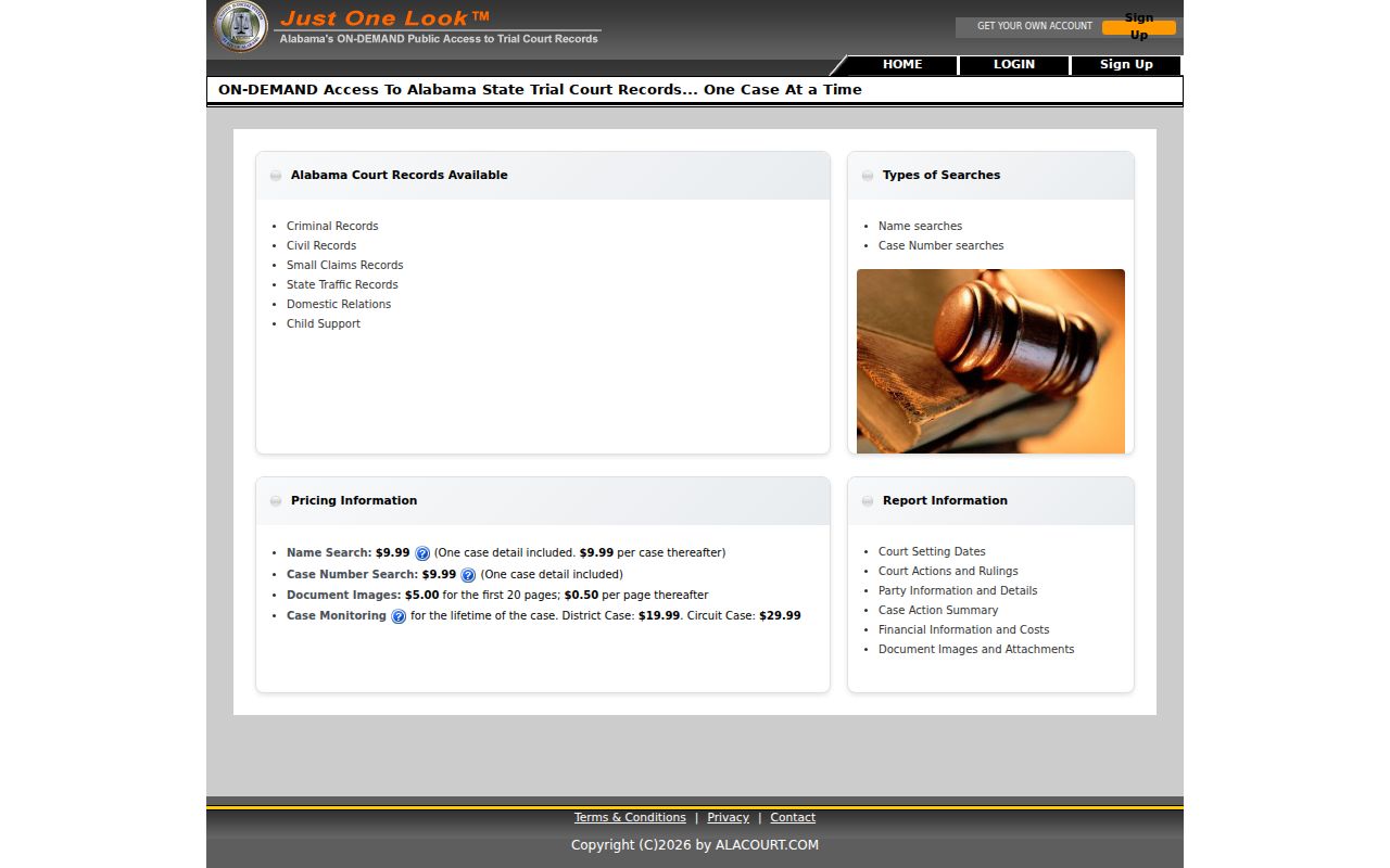 Shelby County criminal court case access through AlacourtACCESS