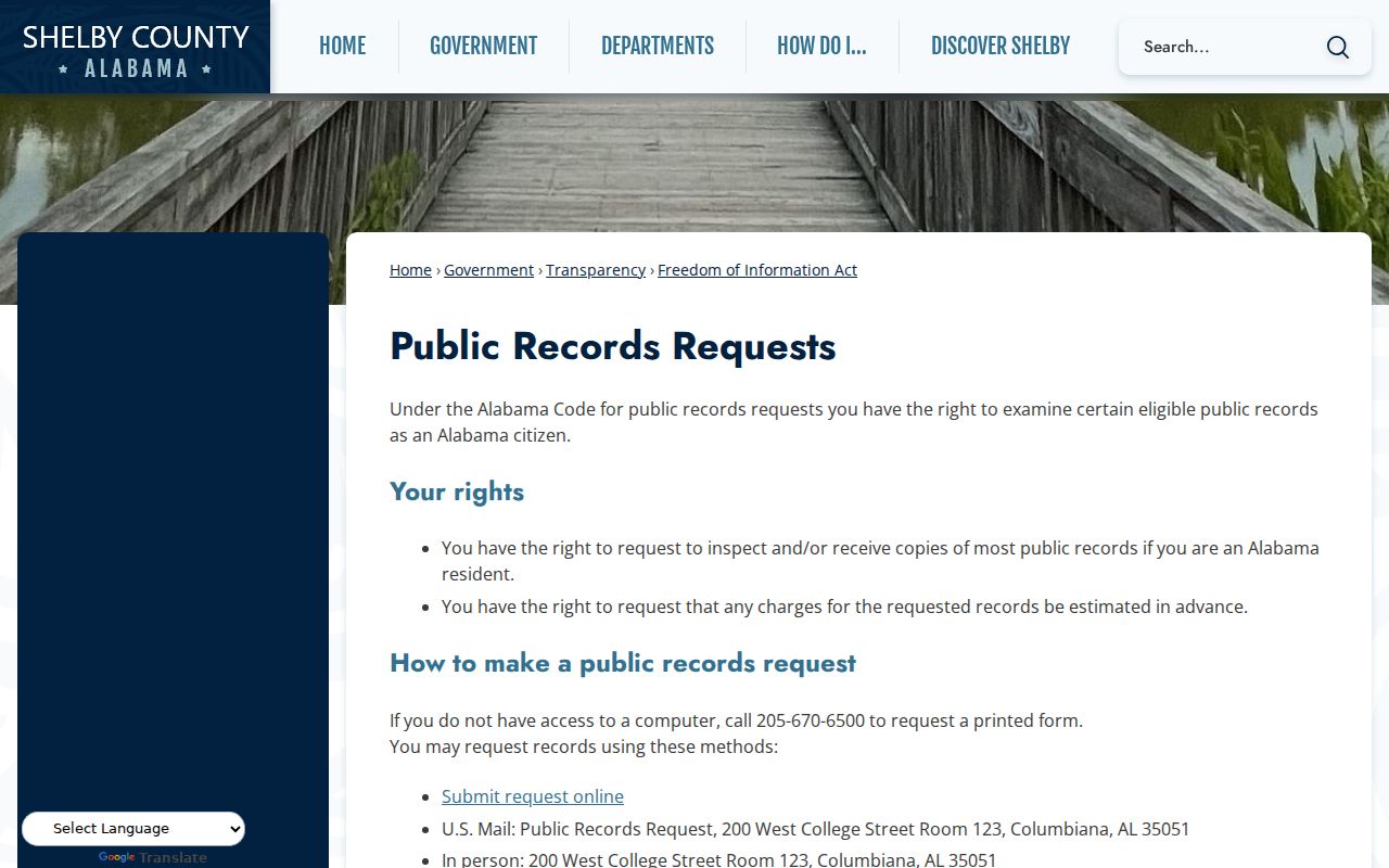 Shelby County criminal records request rules