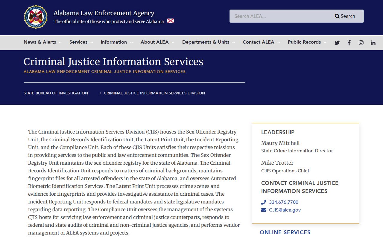 Shelby County sex offender check through ALEA Criminal Justice Services